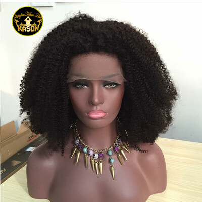 

Peruvian Afro Kinky Curly Human Hair Wig Full Lace Wig With Baby Hair Thick Density 130 Full Lace Wig Hot Sale