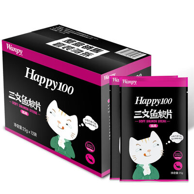 

Непослушный (Wanpy) HAPPY100 кошка закуска животного закуска кошки мясо судорожных закуски трески фильм 25г * 12 мешков