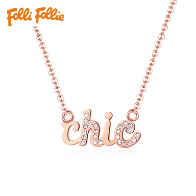 

Folli Follie Fu Li Fu Li Lady letter diamond-plated rose gold clavicle chain necklace 3N16T016RC