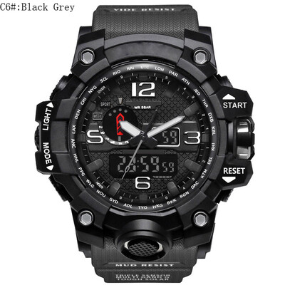

Мода военные спортивные часы для мужчин Мужской Открытый водонепроницаемый двойной светодиодный цифровой кварцевые наручные часы