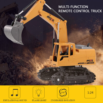 

3853 124 8CH RC Excavator Die-cast Alloy Metal Construction Tractor 24Ghz Remote Control RC Engineer Truck Car Birthday Gift Toy