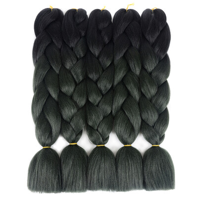

Two Tone Ombre Jumbo Braid Hair Extension 24 5PcsLot 100gpc Blackdark Green