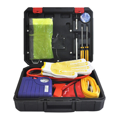 

Libo car emergency rescue kit air pump set 10 sets inflatable pump tow rope battery line emergency package reflective clothing gloves toolbox