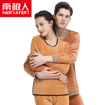 

Antarctic thermal underwear men and women cotton thickening plus cashmere thermal underwear youth middle-aged underwear suit N624D10021 / 10022 female black L