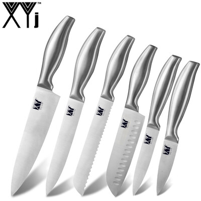 

XYj Stainless Steel Kitchen Knives Set Bend Handle Sharp Blade Chef Slicing Bread Santoku Utility Paring Knife Kitchen Tools