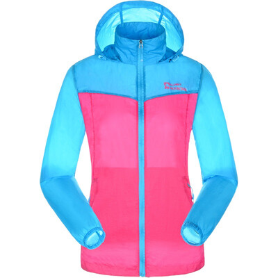 

ALPINT MOUNTAIN outdoor clothing couple stitching men and women skin windbreaker fast protective clothing 630-107 female models sky blue + rose red S