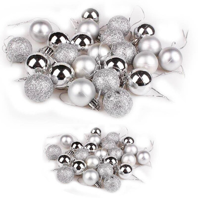

Green reed Christmas tree decoration Christmas ball bright matte ball 48 silver