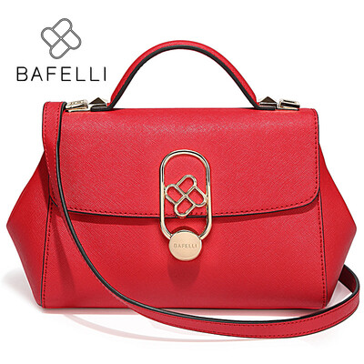 

BAFELLI autumn and winter the new split leather shoulder handbag pillow versatile bolsos mujer red black women messenger bags