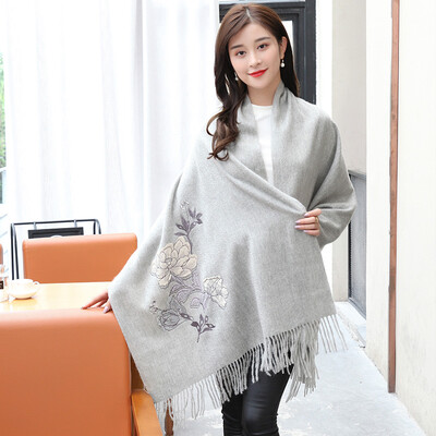 

Shanghai stock STORY Of SHANGHAI autumn&winter women&39s wool scarves thick warm shawl peony decals red