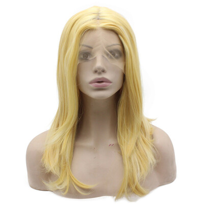 

Should Length Yellow Swiss Lace Wig Middle Part Synthetic