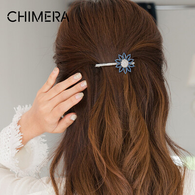 

Chimera (CHIMERA) hair accessories sunflower alloy rhinestone hairpin top folder side folder gray blue