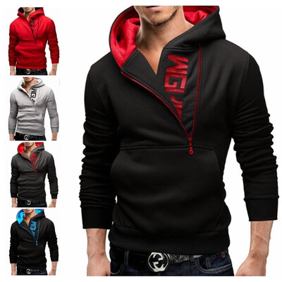 

2017 HOT New Style Mens Casual Letters Fashion Simple Zipper Hooded Sweater Coat for Men