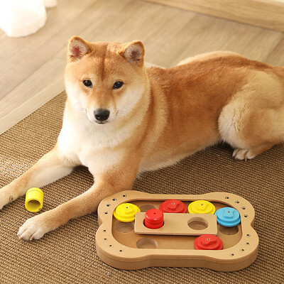 

Food Treated Wooden Toy Dog Seek-A-Treat Puzzle IQ Training Toy Bone Shape Educational Games Plate Toy for Dog Puppy