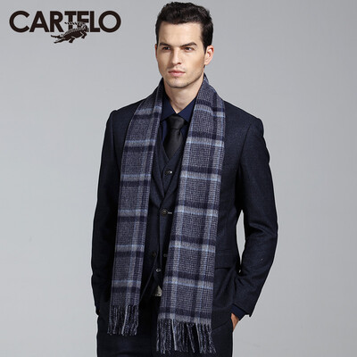 

Card Di Le Crocodile CARTELO cashmere wool men&39s scarves warmth thickened business plaid scarf CC57C13021 shrimp