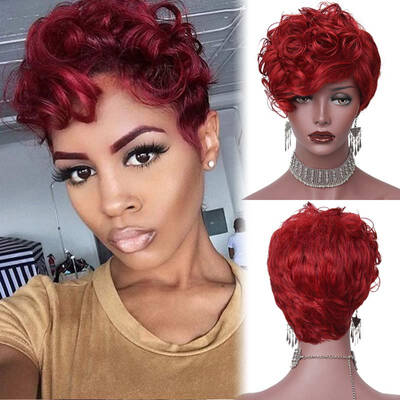 

AISI HAIR Short Wavy Wigs Synthetic Curly Black Wig Heat Resistant Fiber Wavy Full Wig With Bangs for Women
