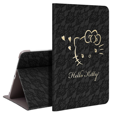 

Hello Kitty iPad mini 2019 new protective cover 79 inch mini mini 5 flat protective shell cartoon anti-drop dormant bracket leather lace heart cardinal Katy black