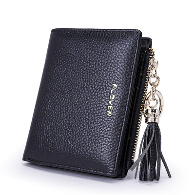 

PLOVER ladies wallet lychee leather female ticket clip lady tassel short coin purse P17301L136 pink