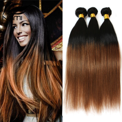 

Nami Hair 3 Bundles Brazilian Ombre T1B/30 Brown Human Hair Straight Weaves Two Tone Color 12"-26" Human Hair Extension