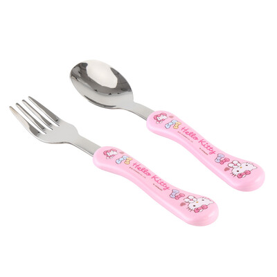 

Lock & Lock LOCK & LOCK South Korea imported HELLO KITTY bow spoon fork set children students portable tableware 2 sets LKT015