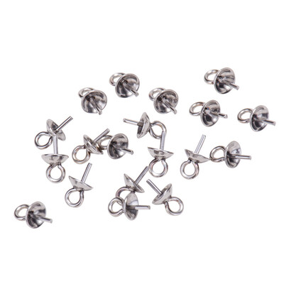 

PH PANDAHALL 20 Pcs Stainless Steel Cup Pearl Bail Pin Pendants