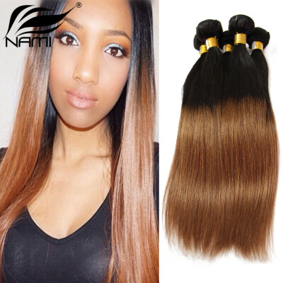 

Nami Hair 4 Bundles Brazilian Ombre T1B/30 Brown Human Hair Straight Weaves Two Tone Color 12"-26" Human Hair Extension