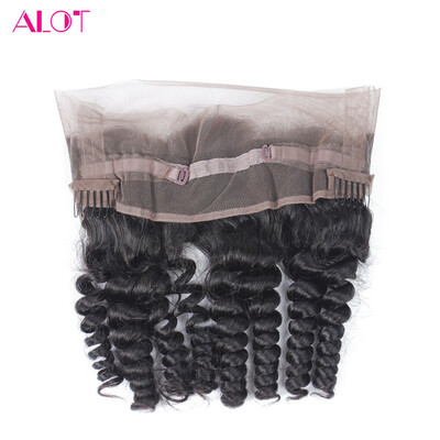 

ALOT Перуанские волосы предварительно выщипывали 360 кружев Frontal Closure Loose Wave Virgin человеческие волосы с волосами для волос Natural Hairline 10-20Inch