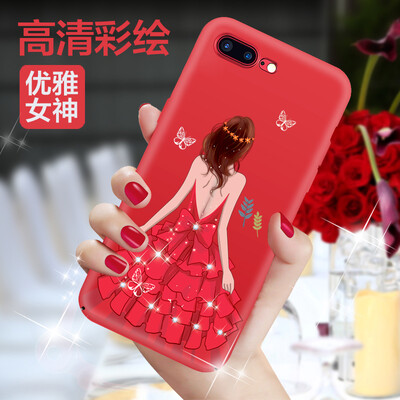 

Mo Fan apple 7plus / 8plus mobile phone case / protective sleeve all-inclusive edge drop hard shell 3D three-dimensional relief painting creative female models Hong Yue Applies to iphone7plus 5.5 inches
