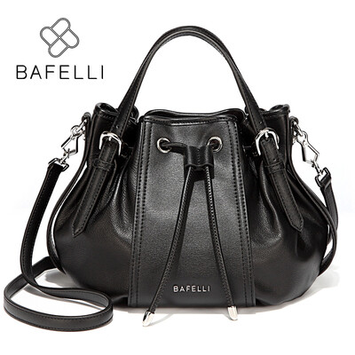 

BAFELLI autumn&winter new arrival genuine leather handbag vintage pumpkin bag panelled half moon shoulder bag women bag
