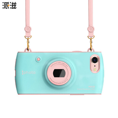 

Send apple iphone8 mobile phone shell female apple 7 mobile phone shell all-inclusive lanyard protective sleeve camera section 47 inches blue pink