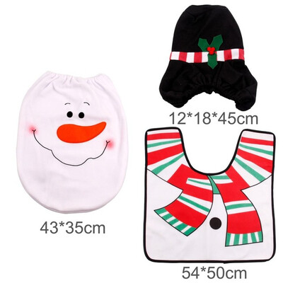 

Cute gifts Merry Christmas Decorations for Home New Year Decoration Santa Claus Rug Toilet Seat Cover Bathroom Set
