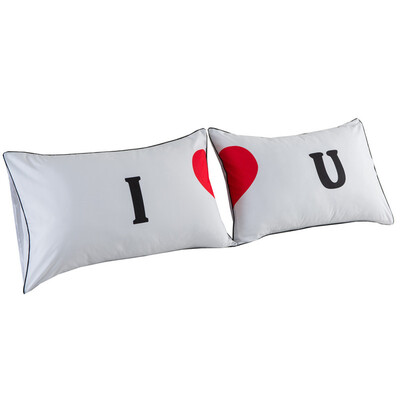 

iDouillet Couples Pillow Cases I LOVE U Print Romantic Gift for Wedding Anniversary Birthday Valentines Set of 2 Standard or Queen