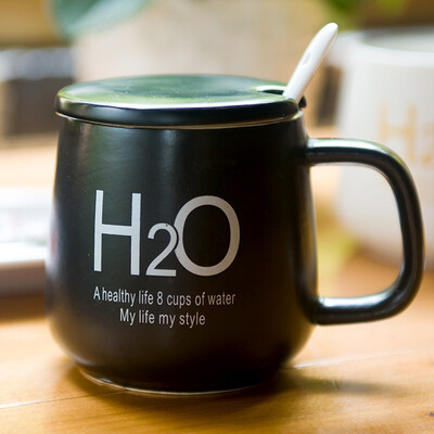 

【Jingdong Supermarket】 Porcelain Soul Creative Ceramic Cup Couple Cups Coffee Cups with Straps Marks Mugs Milk Cups H2O Black