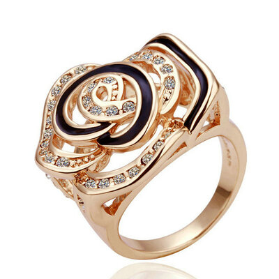 

Yoursfs® 18K Rose Gold Plated Flower Painting Ring Use Austrian Crystal Wedding Ring