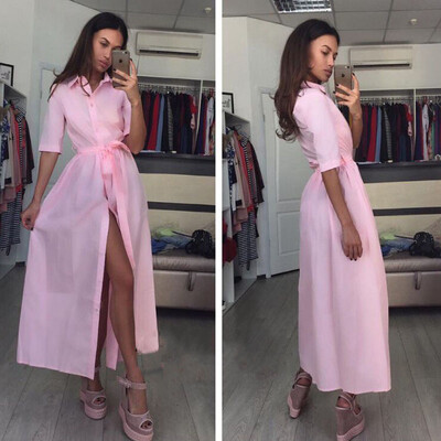 

Lovaru ™ Fashion Casual New Women Dress Loose Pink Blue Осенние летние пляжные вечерние платья Vintage Women Long Dress