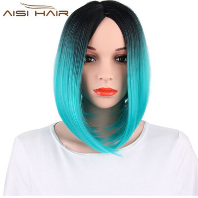 

AISI HAIR 8 цветной патрон Синтетические волосы короткие парики для черных женщинБоб Прямые Волосы
