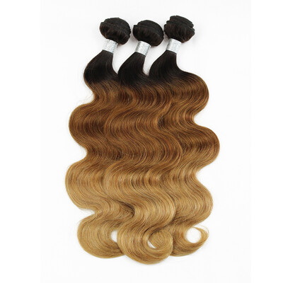

Brazilian human hair body wave 3 tone T4/30/27 ombre hair extension 3 pcs/ set