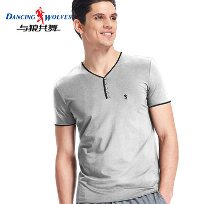 Dancing with wolves short-sleeved T-shirt mens cotton self-cultivation solid color V-neck half-sleeve male 9869 hemp gray
Dancing with wolves short-sleeved T-shirt mens cotton self-cultivation solid color V-neck half-sleeve male 9869 hemp gray