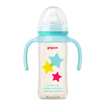 

Pigeon two-handed natural wide-bore PPSU painted plastic bottle 240ml blue with M pacifier AA128