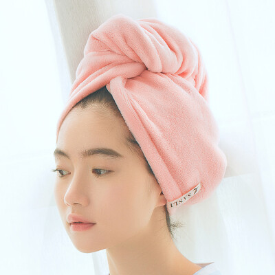

Sanli super soft absorbent dry hair cap 23x65cm portable wipe the head fast dry towel coral powder