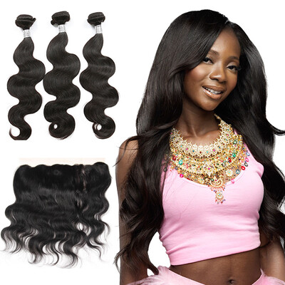 

7A Brazilian Body Wave With Closure Brazilian Hair With Closure Hair Bundles With Lace Closure 3 Bundles Human Hair With Closure