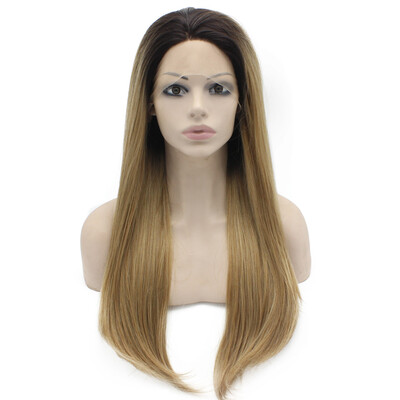 

Long Straight Ombre Blonde Swiss Lace Wig Fiber Hair Heat Resistant