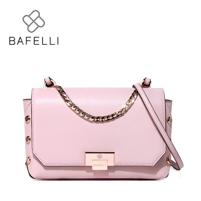 

BAFELLI new arrival split leather shoulder bag vintage rivet chain flap for women crossbody bag white black women messenger bag