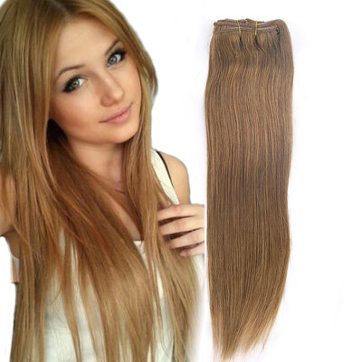 

AISI HAIR Clip In Hair Extensions Human Hair 12"-26"Brown Straight Brazilian Hair 100g Natural hair Could be Curl