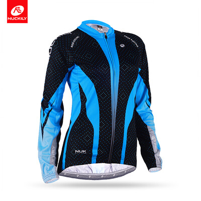 

NUCKILY Women Thermal Fabric Bike Wear Windproof Soft Cycling Winter Jersey GE007