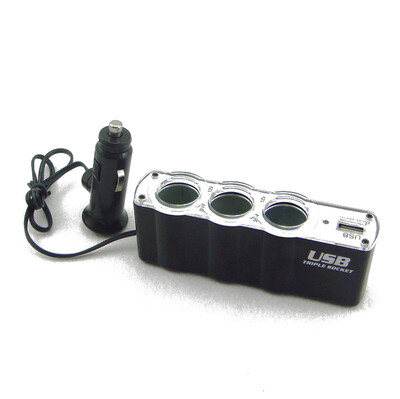

Muti 1to3 Car Cigarette Lighter Socket Power Adapter Plug DC 12V/24V+1 USB Port