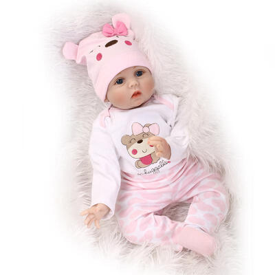 

Hair Rooted Realistic Reborn Baby Dolls Soft Silicone 22" /55cm Lifelike Newborn Doll Girl XMAS Gift