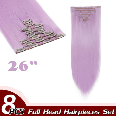 

Curly Full Head Clip Synthetic in Hair Extensions 8 Piece 18 Clips Hairpiece Long Wave for Women