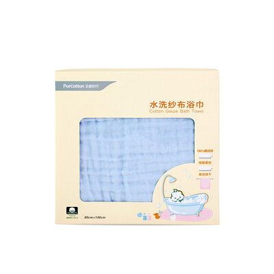 

Cotton Age PurCotton boxed combed cotton washed gauze bath towel 5 layers 80x140cm blue 1 box