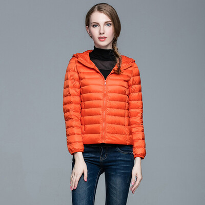 

Plus Size S-3XL Ultra Light Winter Jacket 2017 Fashion Women Duck Down Coat Solid Color Hooded Zippers