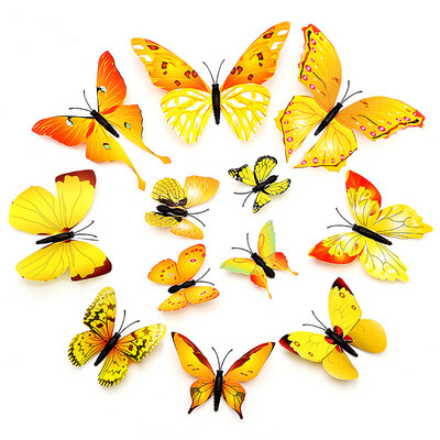 

Yuhuaze 3D butterfly color simulation wall stickers 24 Packs to send a wallpaper 1 living room bedroom decorative stickers refrigerator stickers